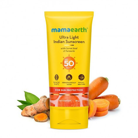 Ultra Light Indian Sunscreen with Carrot Seed, Turmeric and SPF 50 PA++++ - 80g