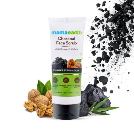 Charcoal Face Scrub For Oily Skin and Normal skin, with Charcoal and Walnut-100G