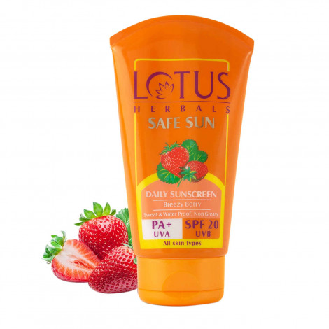 Lotus Herbals Safe Sun PA+UVA SPF20 Sunscreen - Breezy Berry 100 g