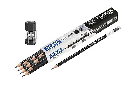 Dooms Karbon R/T Super Dark Pencil pack of 10 with Erasner (sharpner+Eraser)
