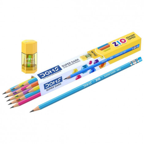 DOMS Zio Eraser Tipped Pencil 10 Pcs Pack