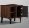 Bestie - Bedside Table (2 Shelves & 1 Door, Dark Walnut & Slate Grey Finish)