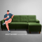 Sofa Yolo - 3 Seater RHS L Shape Sofa Set (Fabric, Avocado Green)